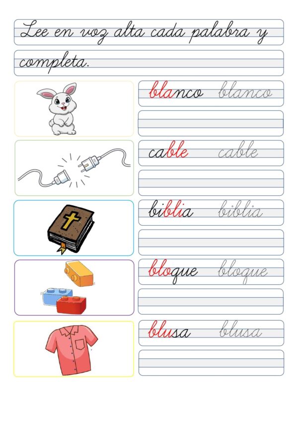Cuadernillo de lectoescritura: Sílabas trabadas - Imagen 4