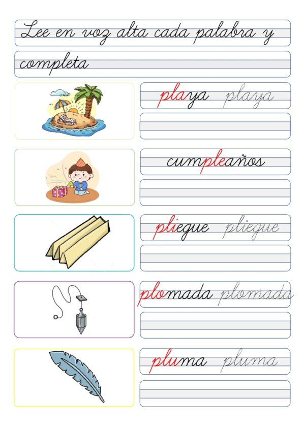 Cuadernillo de lectoescritura: Sílabas trabadas - Imagen 7
